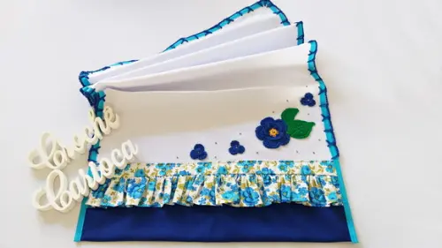 Pano de Prato Azul Floral de Sacaria Cozinha Tam Grande