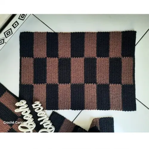 Passadeira Crochê Xadrez 70x40 Escolha Cores