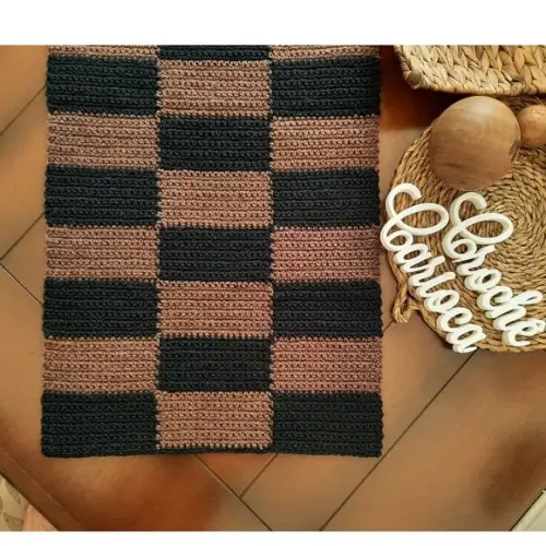 Passadeira Crochê Xadrez 70x40 Escolha Cores