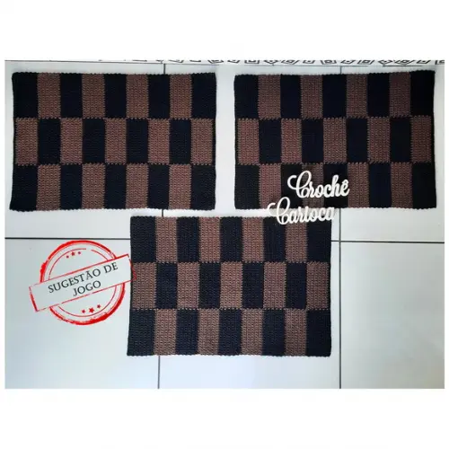 Passadeira Crochê Xadrez 70x40 Escolha Cores