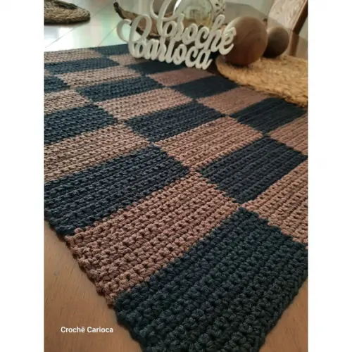 Passadeira Crochê Xadrez 70x40 Escolha Cores