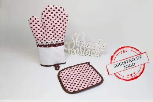 Pegador de Panela Térmico Cozinha Rosa e Marrom