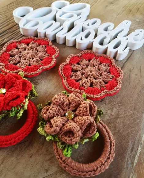 Porta-guardanapos Crochê 3d 04 Unidades