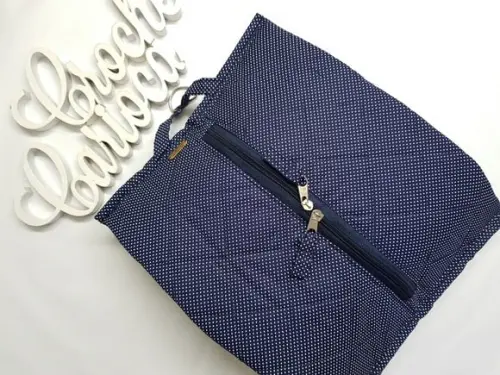 Puxa-sacos Zíper Matelado Estruturado Grande Azul Marinho