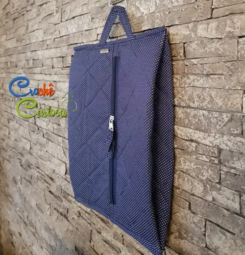 Puxa-sacos Zíper Matelado Estruturado Grande Azul Marinho