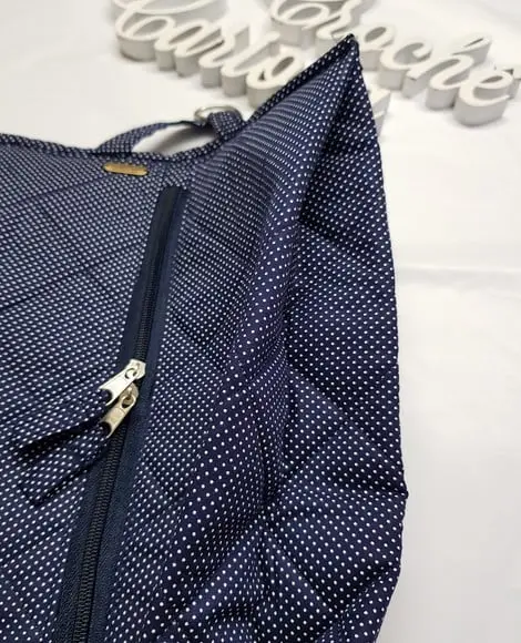 Puxa-sacos Zíper Matelado Estruturado Grande Azul Marinho