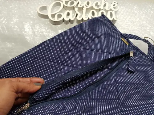 Puxa-sacos Zíper Matelado Estruturado Grande Azul Marinho