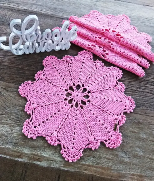 Sousplat de Crochê Rosa Delicado