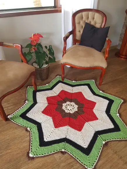 Tapete de Crochê Boho Rústico Farm 140 cm Escolha Cores