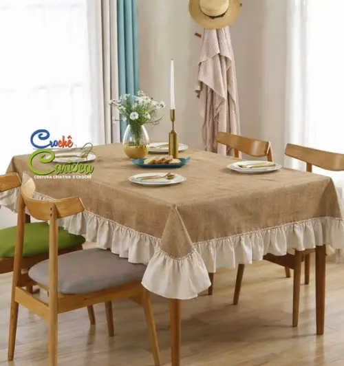 Toalha de Mesa Linho e Juta 2,00 x 1,40 ou Sob Medida