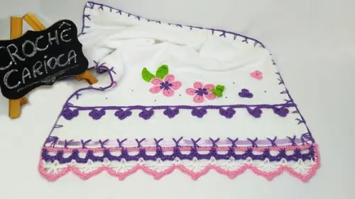 Toalha para Lavabo Bordada em Crochê Escolha Cores