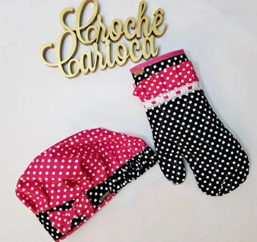Touca Chefe de Cozinha - Rosa e preto