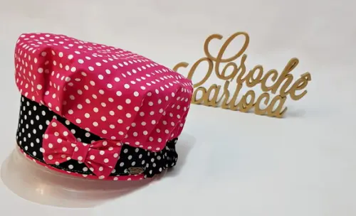 Touca Chefe de Cozinha - Rosa e preto