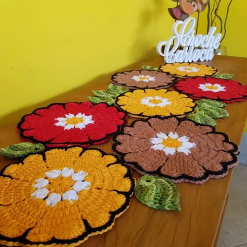 Trilho de Mesa em Crochê Colorido Escolha Cores