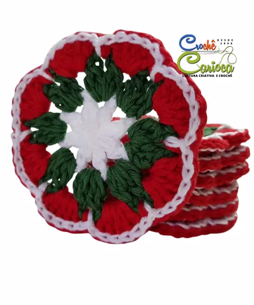 Porta-copos de Crochê Natalino Natal