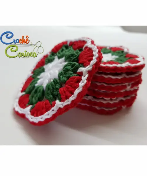 Porta-copos de Crochê Natalino Natal