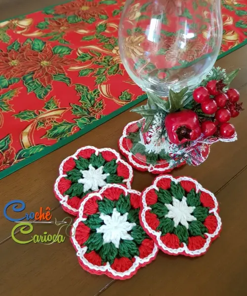 Porta-copos de Crochê Natalino Natal