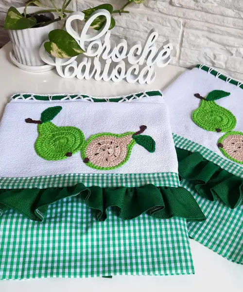 Panos de Prato Criativo Frutinha Verde kit 2 unidades Alto Padrã