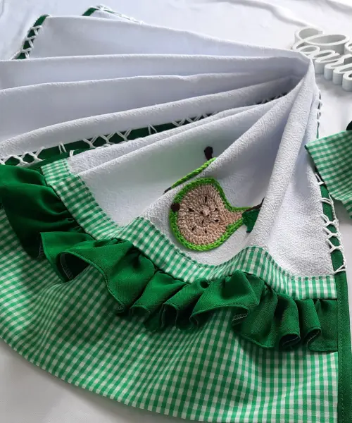 Panos de Prato Criativo Frutinha Verde kit 2 unidades Alto Padrã