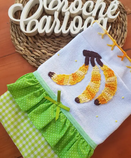 Pano de Prato Bananinhas Crochê Alto Padrão