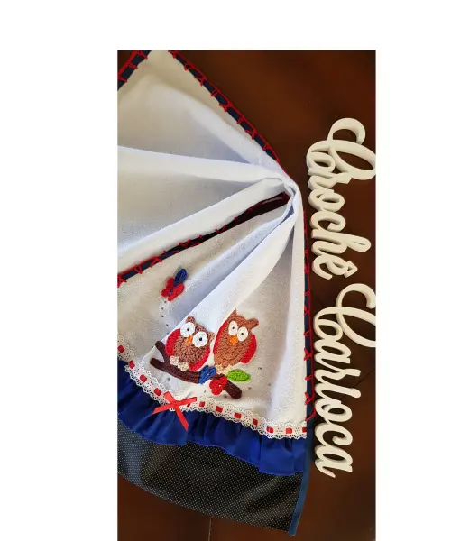 Pano de Prato Corujinhas Criativas Mãe Coruja de Crochê