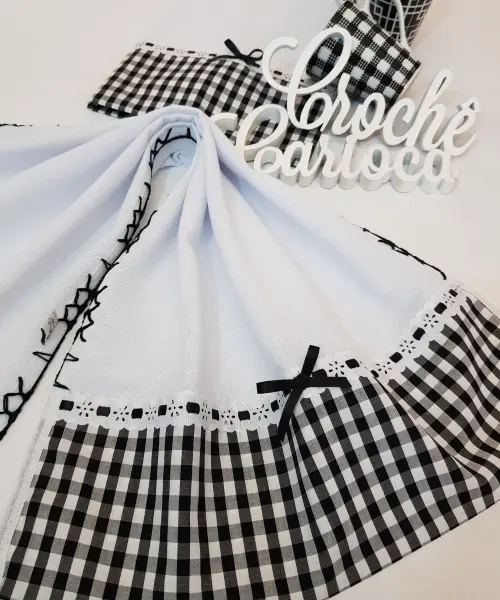 Kit Panos de Prato Minimalista Farmhouse xadrez Alto Padrão - Escolha cor - 2 peças
