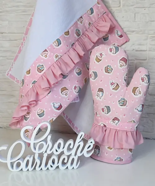 Kit Cozinha Rosa Cupcake 3 Peças Alto padrão e durabilidade