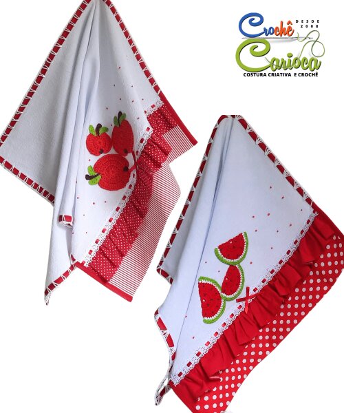 Kit Panos de Prato Composê Vermelho Alta Qualidade Grande