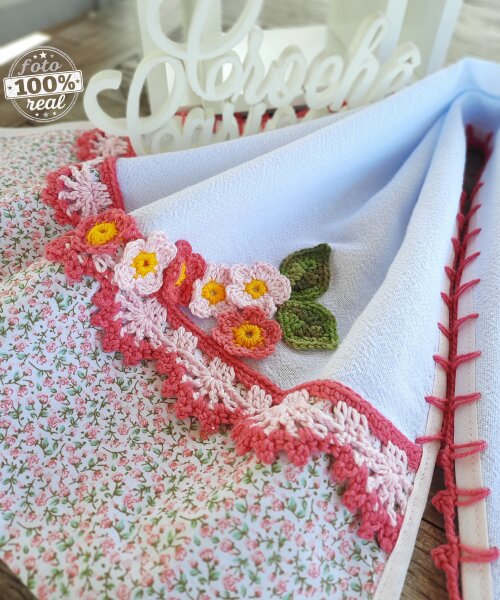 Kit Panos de Prato Primavera Delicada Cozinha Rosa - 2 Peças