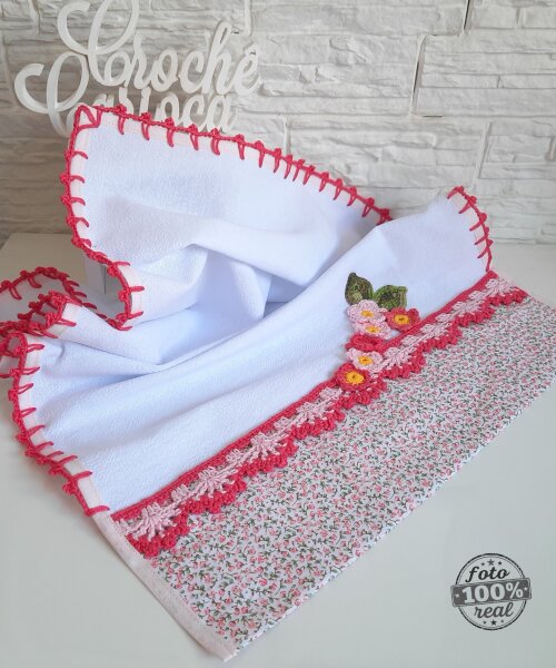 Kit Panos de Prato Primavera Delicada Cozinha Rosa - 2 Peças