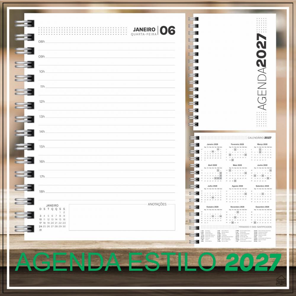 Agenda Personalizada 2027 1 dpp  floral azul com borboleta