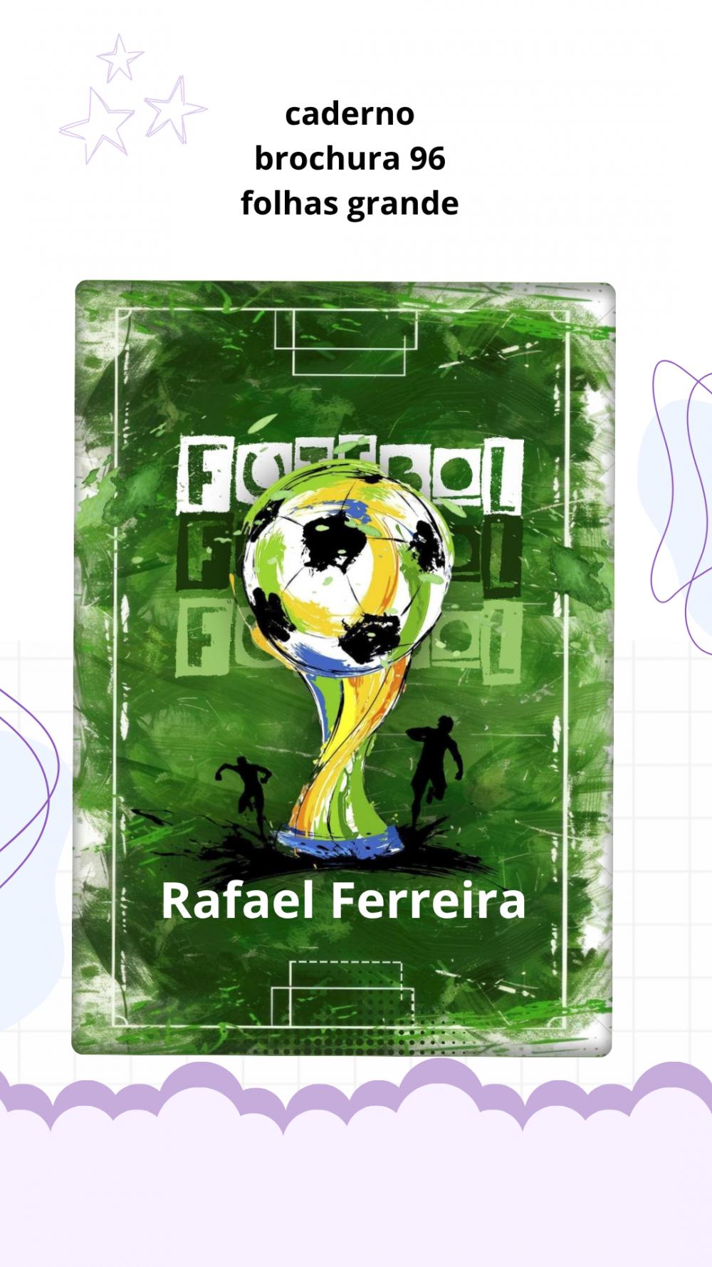 📚✨ Caderno Brochura Personalizado Grande 96 folhas tema fute