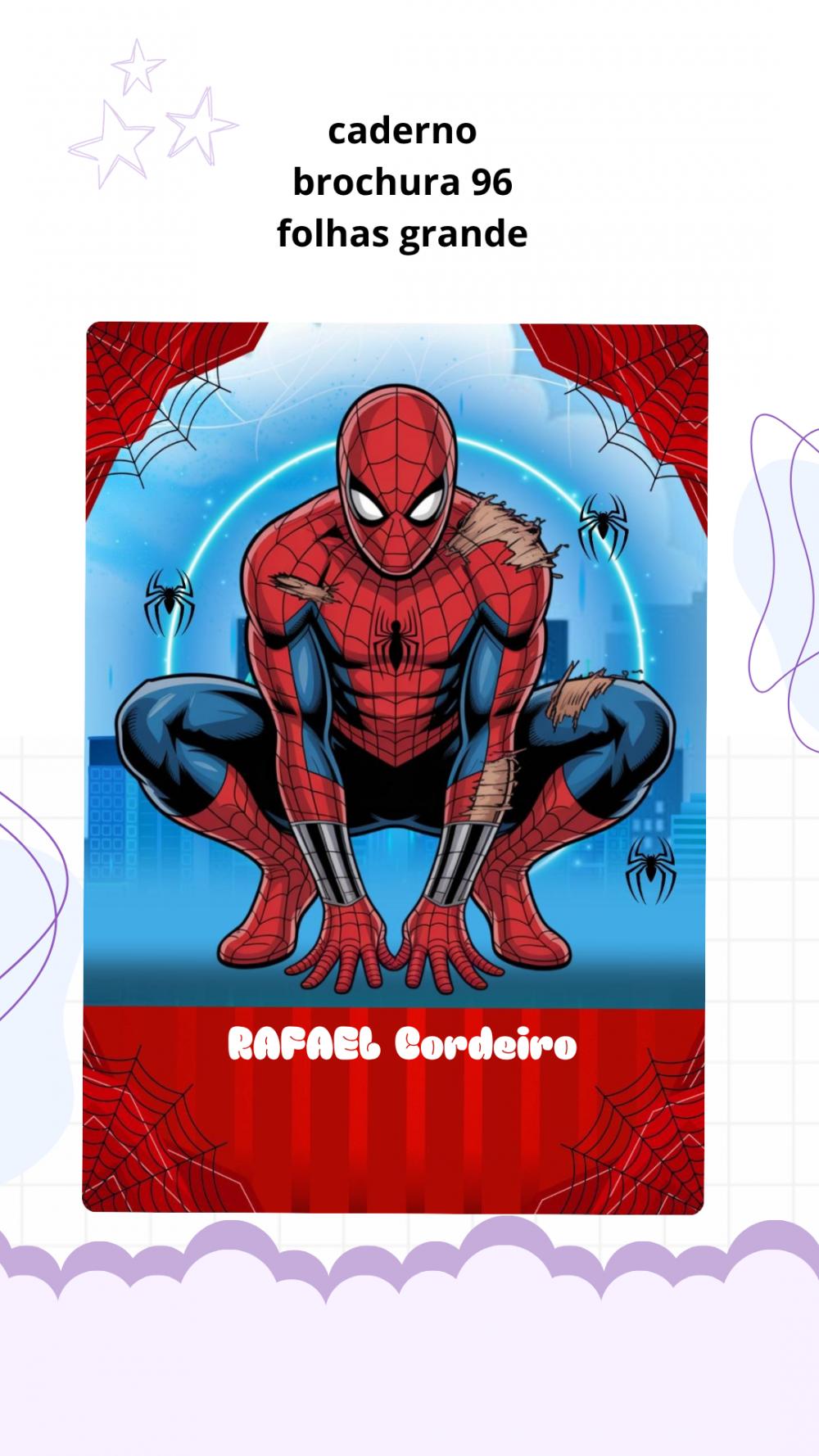 📒 Caderno Brochura Personalizado tema homem aranha Grande 96