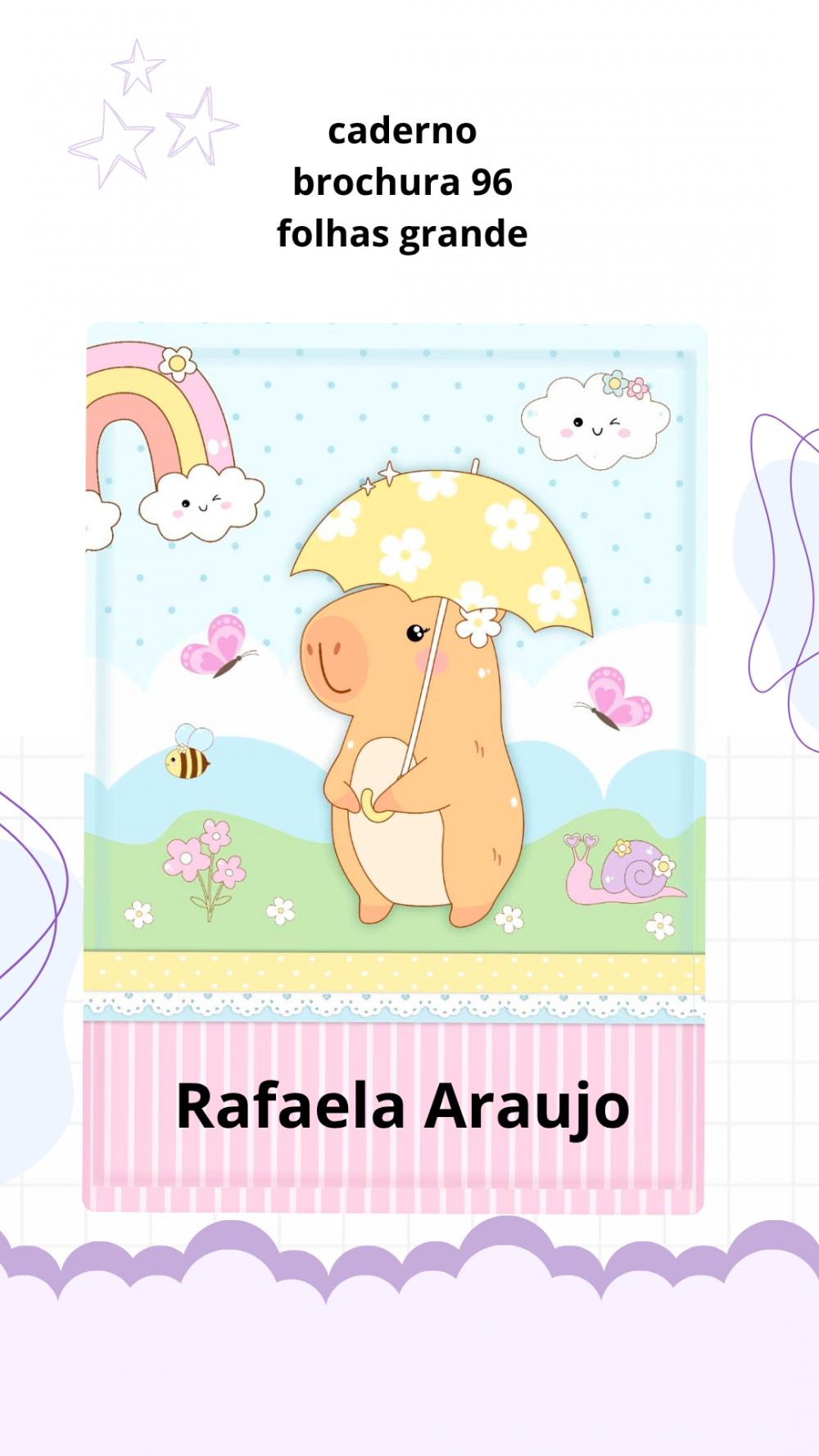 📚✨ Caderno Brochura Personalizado Grande 96 Folhas tema capi