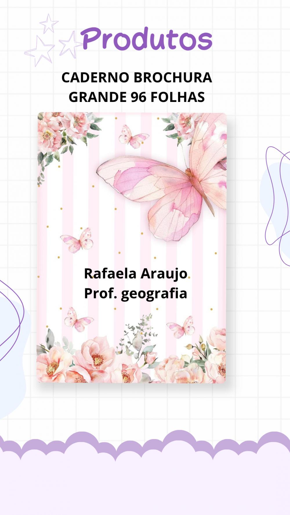 📚✨ Caderno Brochura Personalizado Grande 96 Folhas tema jard