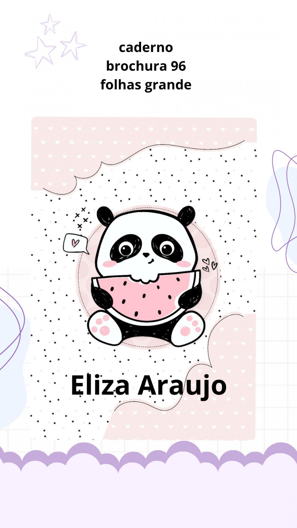 📒 Caderno Brochura Personalizado Pandinha candy Grande 96 Fo