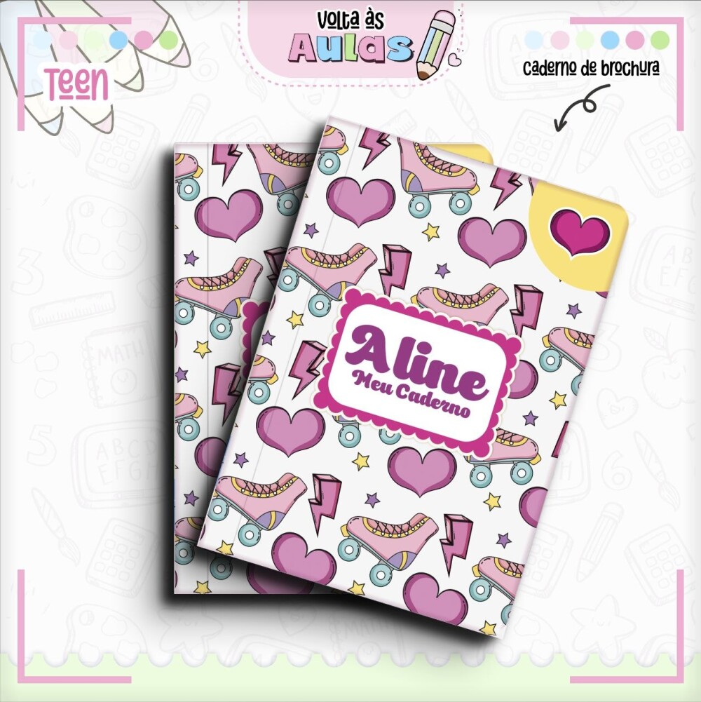 Caderno Brochura Pautado 96 Folhas - Volta às Aulas tema teen me