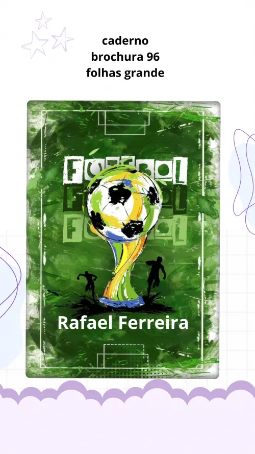 📚✨ Caderno Brochura Personalizado Grande 96 folhas tema futebol