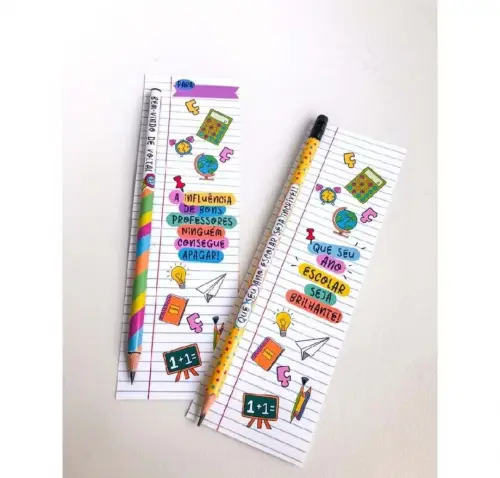 🎒 Mimo Volta às Aulas | Card com Lápis Personalizado para Alunos e Professores 15 unidades