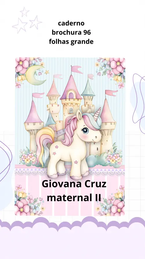 📒 Caderno Brochura Personalizado Grande 96 Folhas | Volta às Aulas 2 mundo encantado unicónio 9