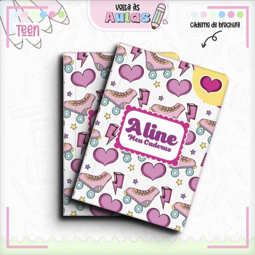 Caderno Brochura Pautado 96 Folhas - Volta às Aulas tema teen meninaa