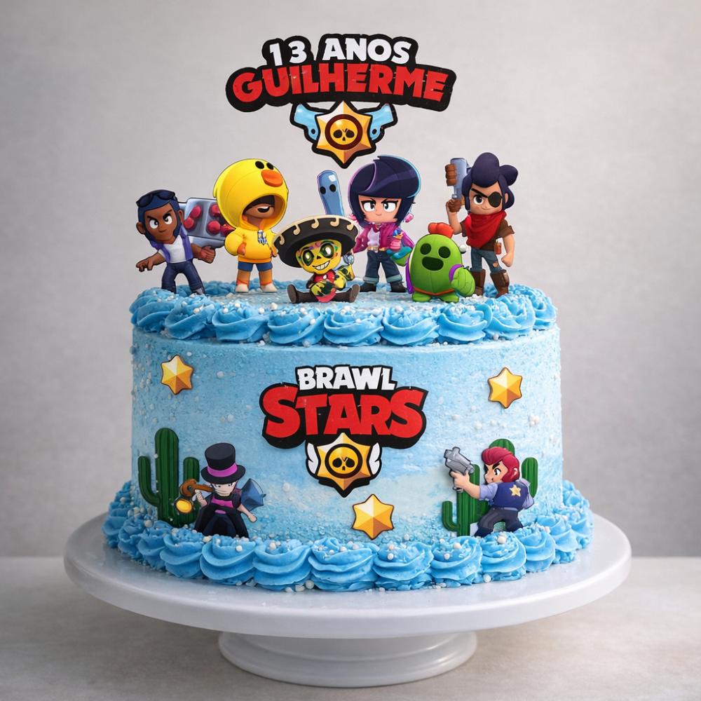Topper Brawl Stars 3D Personalizado -FAZEMOS EM QUALQUER TEMA