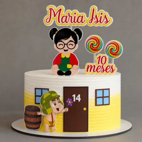 Topo de Bolo Chaves/chiquinhinha/kiko Personalizado Mesversário 