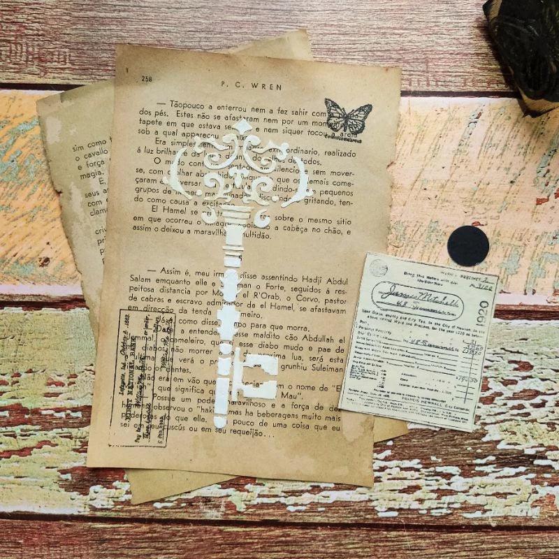 Folhas Envelhecidas de livro antigo, para Scrapbook, Agendas e Jo