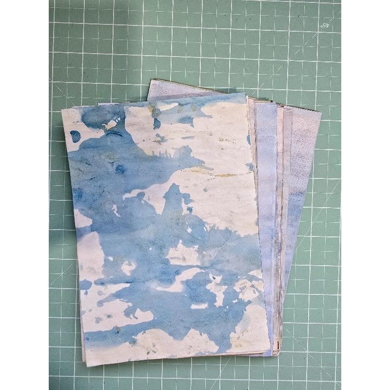 Folhas Envelhecidas Coloridas(tons de azul a5 - 50 un)