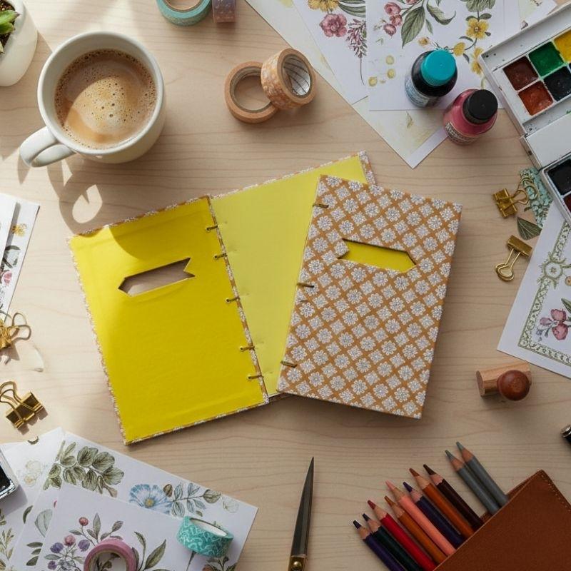 Diário artesanal para anotações A6, kit 2 umidades