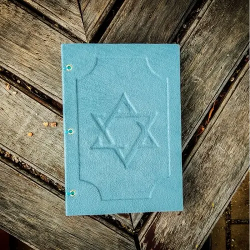 Diário Estrela de Davi, capa dura revestida com veludo, 200 páginas.(azul,m)