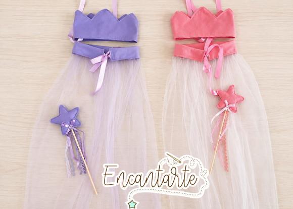 Kit Princesa (coroa+ capa em tule+varinha)