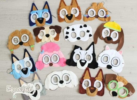 Máscaras Bluey, Bingo e Seu Amigos [feltro]