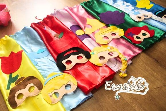 Kit Capa e Máscara Princesas